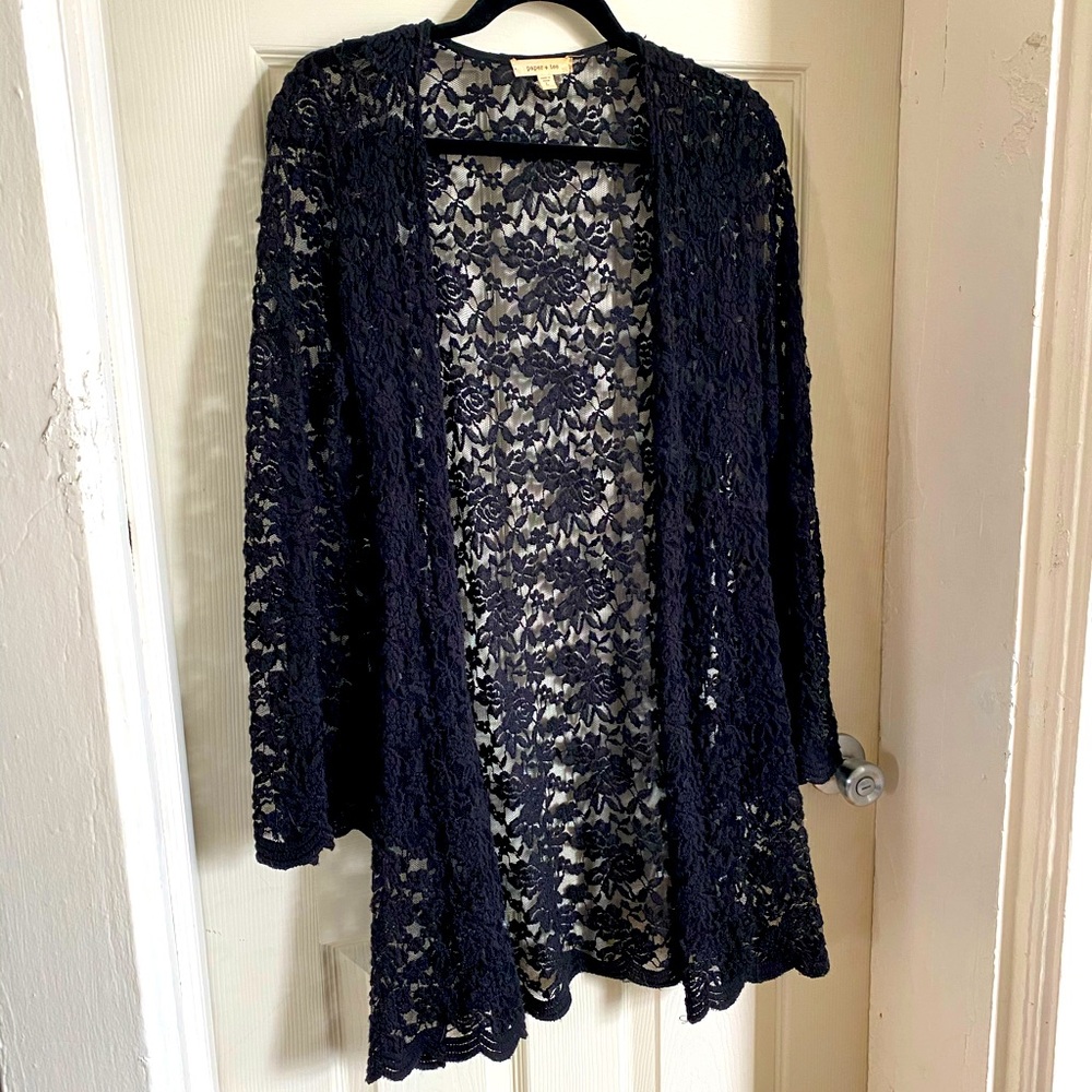 Boho Black Lace Duster Sweater
